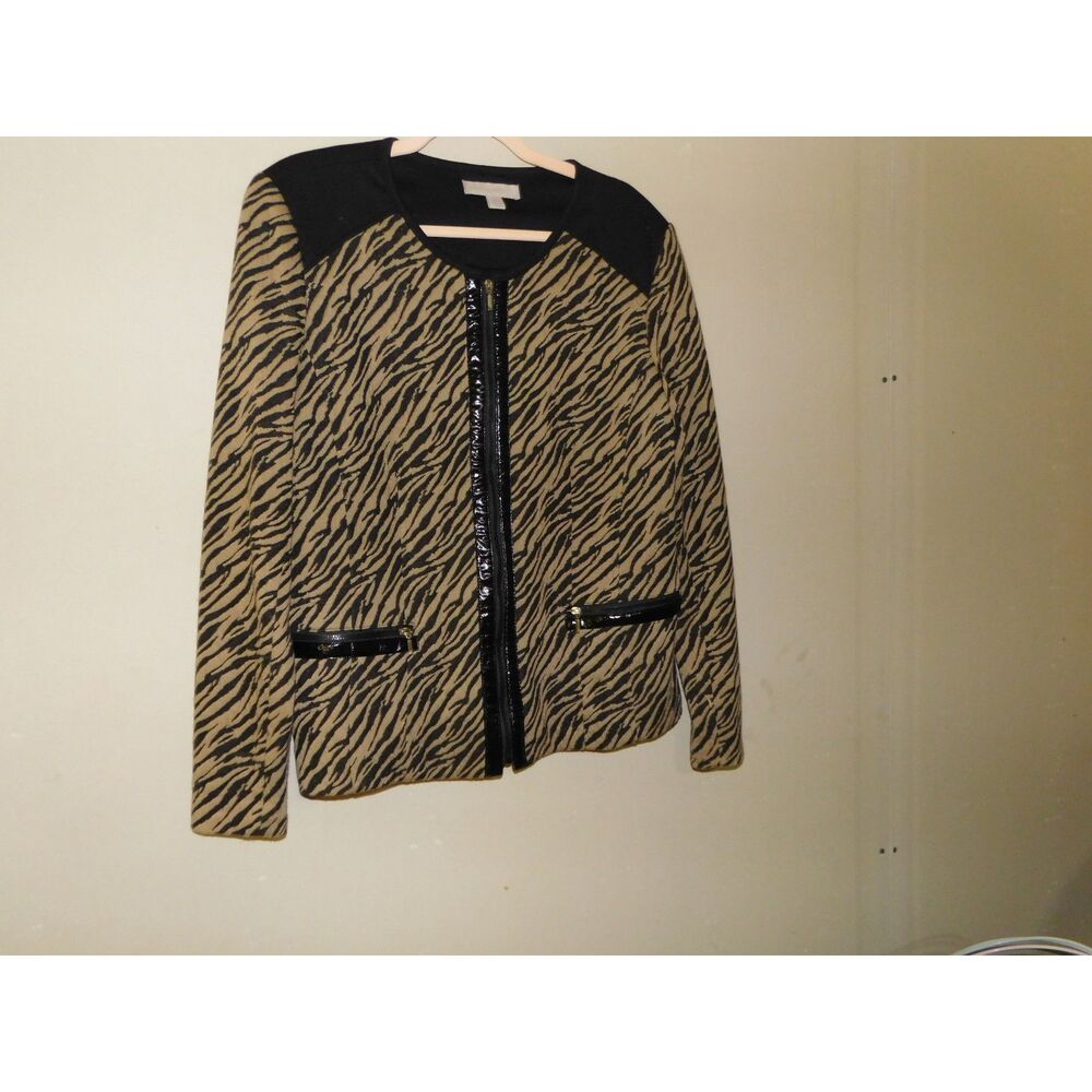 Laura Ashley zebra print zip blazer size XL
